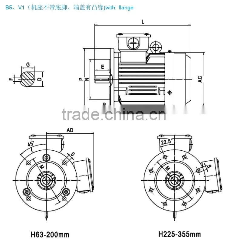 1.1kw 4 pole YE3/IE3 series three phase high efficiency motor