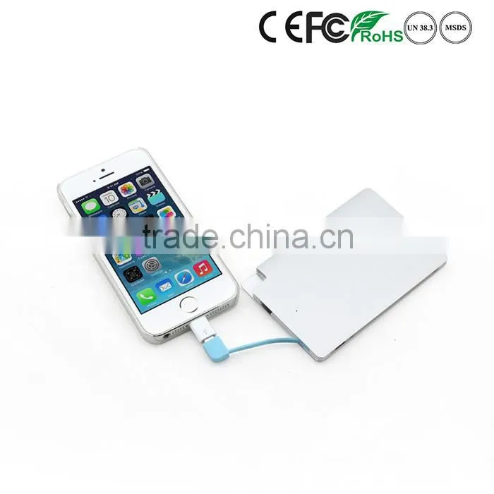 Ultra thin custom 2500mah power bank credit card size