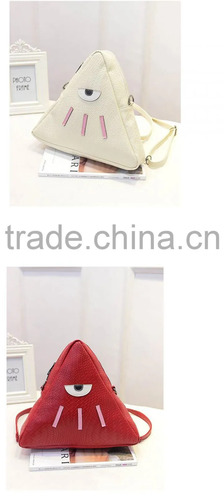 Crocodile grain small triangle PU bag shoulder crossbody backpack cosmetic makeup ladies bags