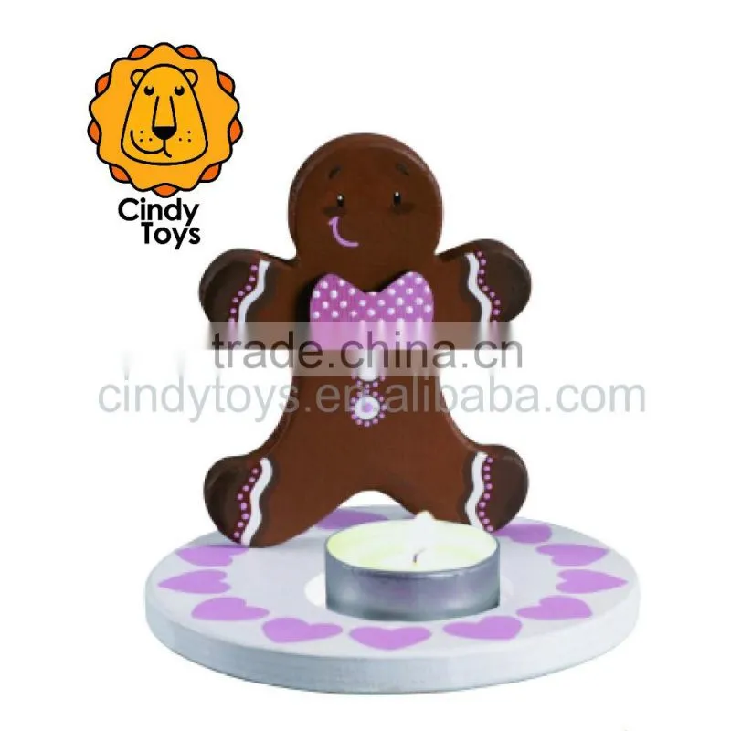 DIY Wooden Craft tealight holder Gingerbreadman 1 pcs for Kids