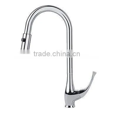 High Solid Brass Pull Out Swan Kitchen Faucet