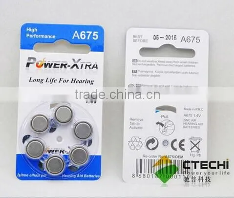 Hearing aid battery 1.4v zinc air button cell battery A10 A13 A675 A312 in Blister card