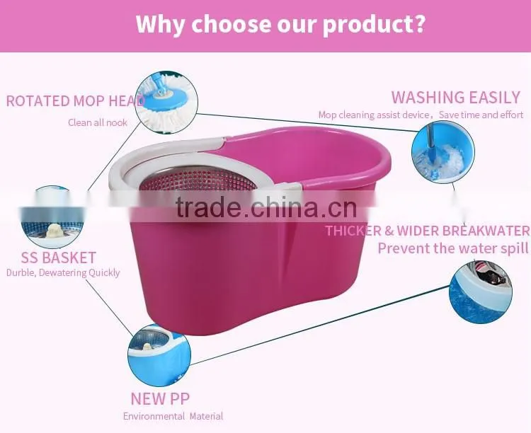 Hot selling stainless steel basket microfiber spin mop with low price
