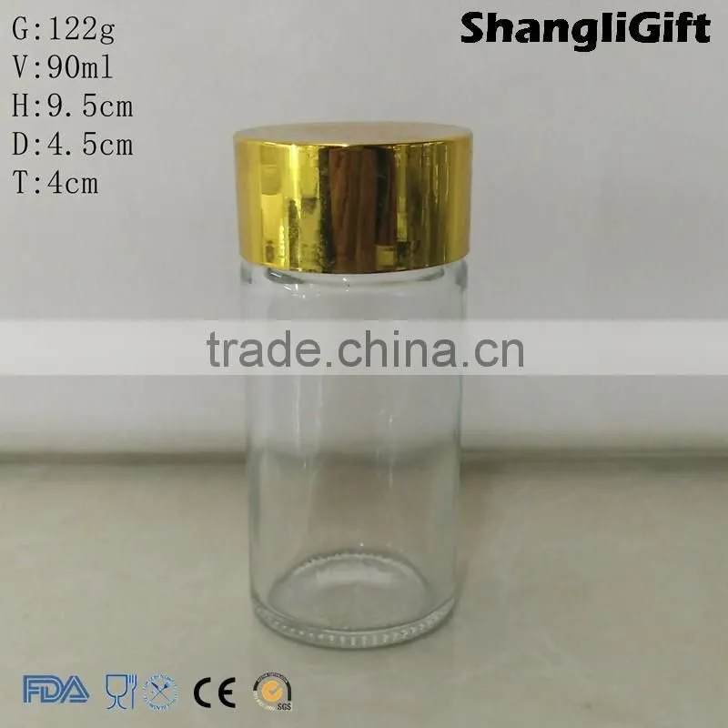 90ml Cylinder Glass Bottles Pepper Shakes Bottle With Cap