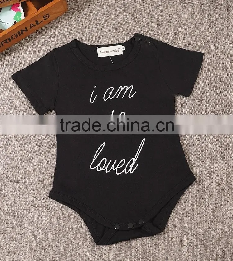 Wholesale Latest Kids Clothing Design Summer 2016 New Style Boutique Design Pure Cotton Wearing Letter Printed Toddler Rompers
