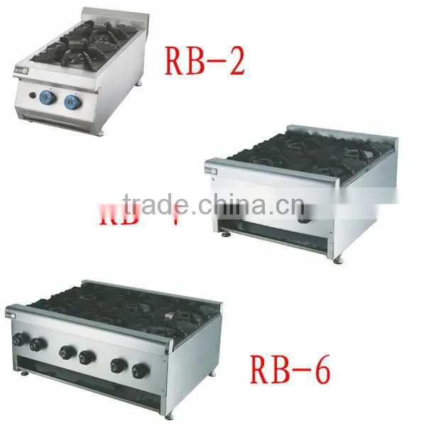 6 burners comercial table top cooking range