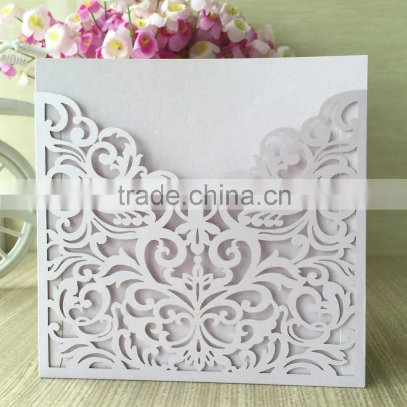 2016 light purple Hot-Selling Pocket Laser Cut Wedding Invitation Card,Wholesale wedding place card cover with envelope