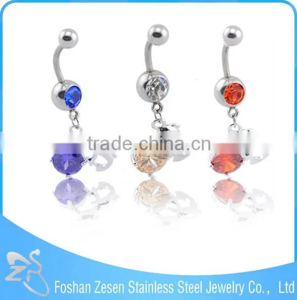 Hot promotional women cute curved barbell crystal nickel free indian navel piercing