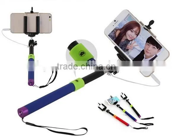 Manufacture cable take pole selfie stick extendable 24cm to 95cm