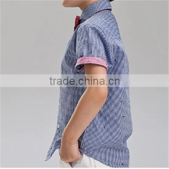 short sleeve shirts kid garment fashion formal cotten collar children bow-tie gentlemen boy shirt kid clothes