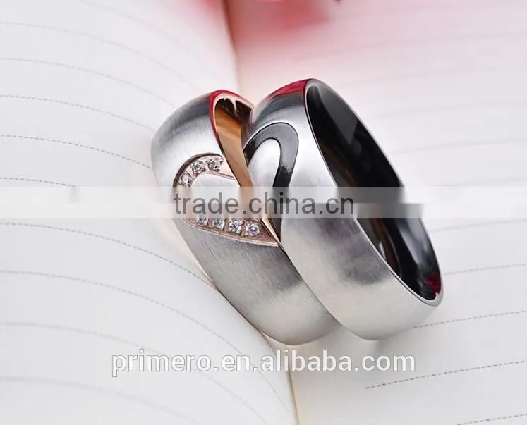2016 New Fashion Love Heart Couple Women Men Wedding Engagement CZ Diamond Ring Fine jewelry