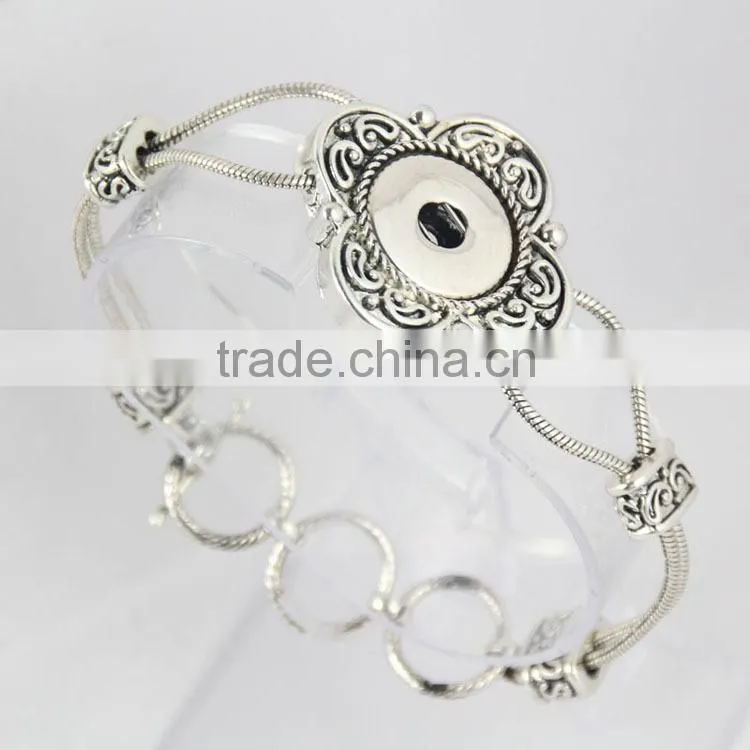 2015 Hand Knitting Interchangeable 18mm Ginger Snap Button Bracelet pulseras leather Snap Bracelets