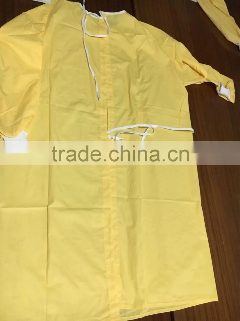 Disposable Yellow Isolation Gown with Knitted Cuff