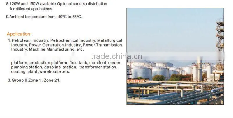 2015 HOT ! 120W,150W the latest LED explosion proof high bay light with ATEX and IECEX certificates for hazardous enviroment
