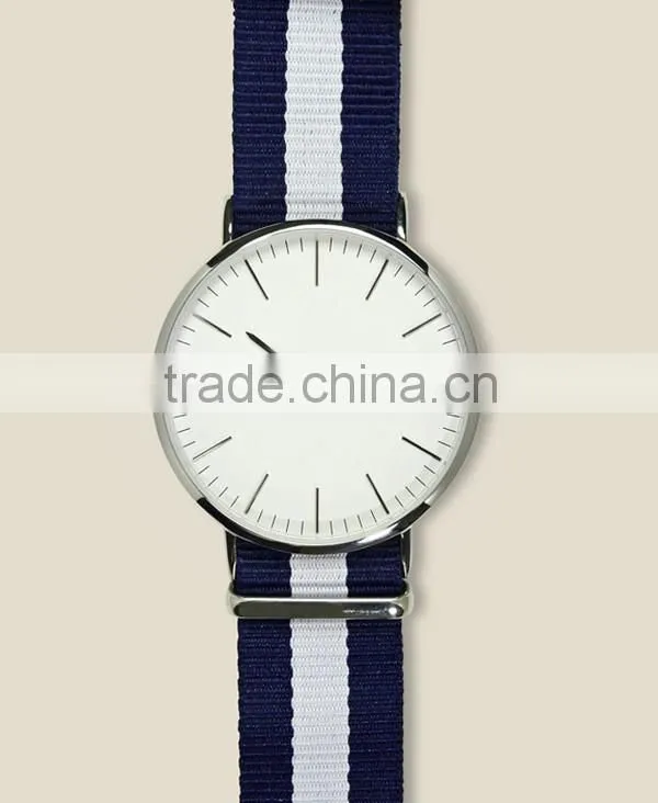 Ultra-thin slim case top-selling watch, fancy nylon strap men's watch, Japan movement stainless steel back men's watch