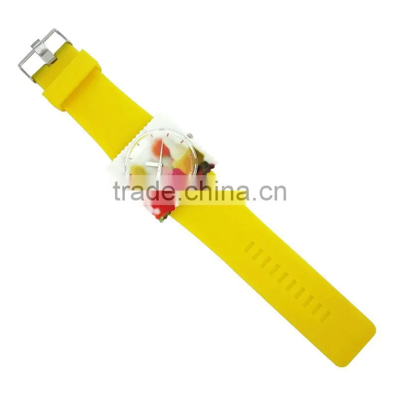 Silicone stamp watch with big square watch face