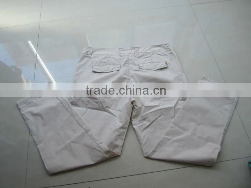 2012 new ladies casual khaki cotton pants with back pockets