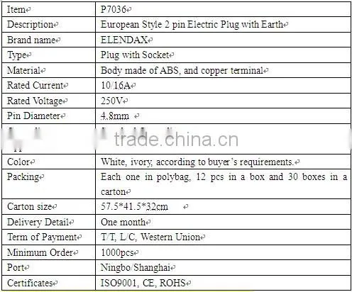 European Style 2 round pin AC Travel Adaptor (P7036)