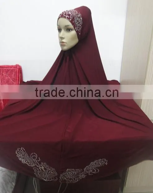 H302 new style big size hijab with stones,no stiff on front,pray hijab