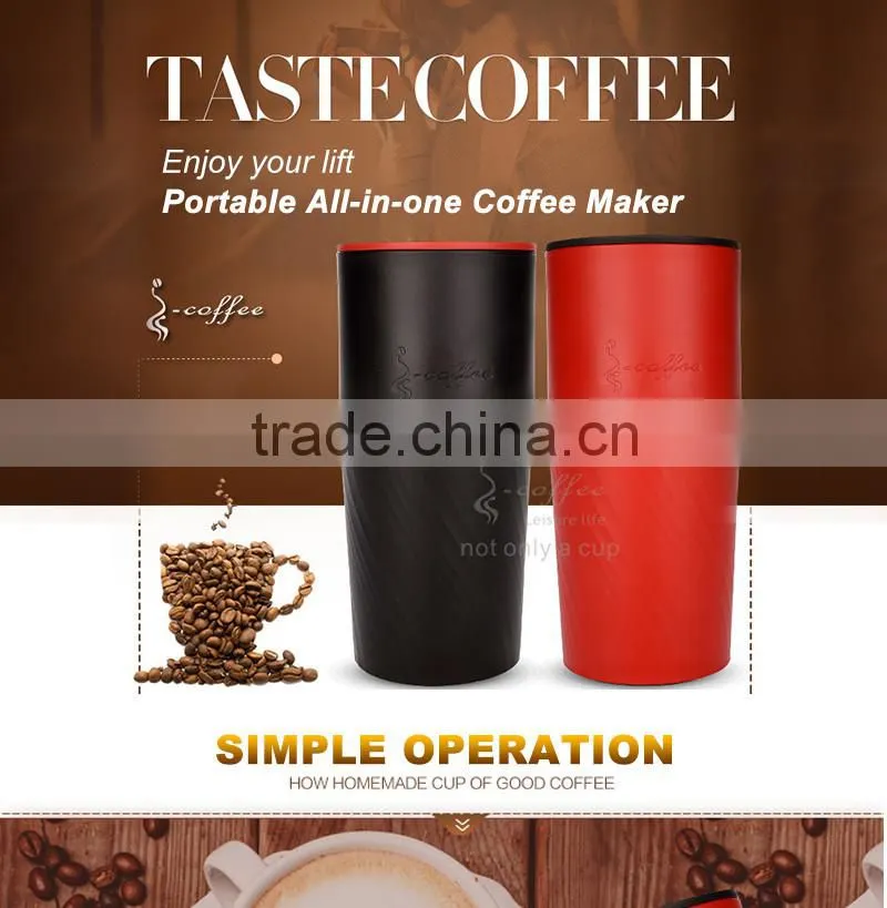 Eco BPA thermo Portable coffee maker with double wall stainless steel tumbler