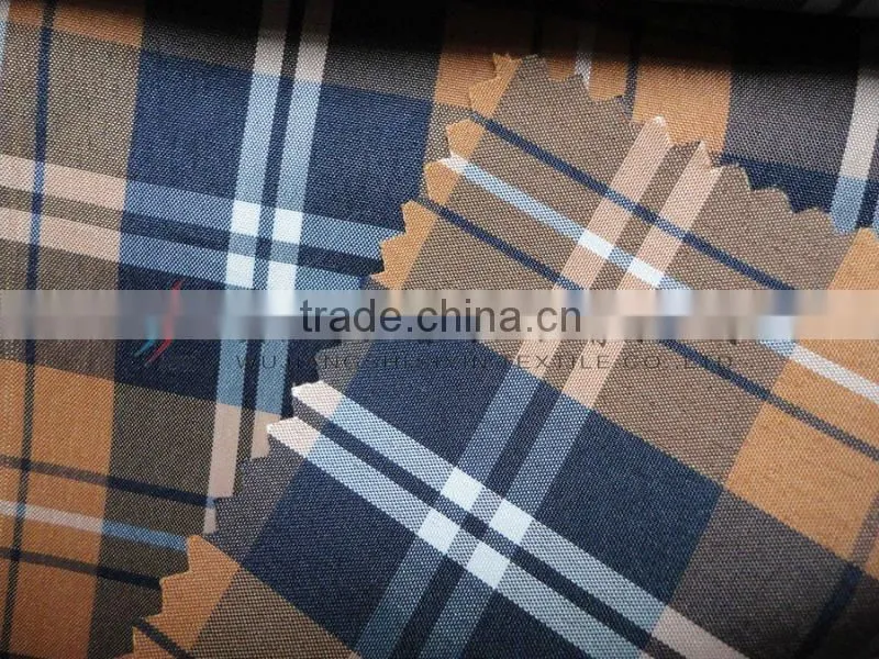 yellowish-brown yarn dyed fancy checks fabric for shirt and dress