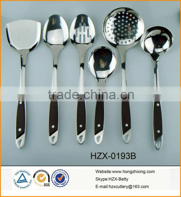 New design stainless steel wooden handle kitchen tool set