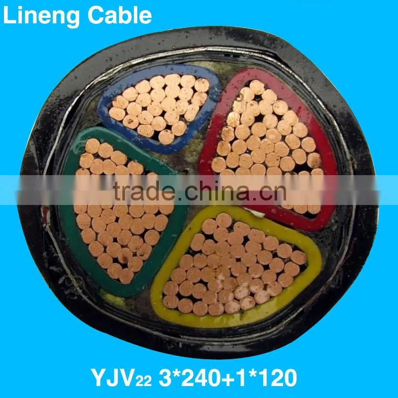 Lineng YJV22 3*240+1*120 Low Voltage 4 Core Copper Electrical Power Cable