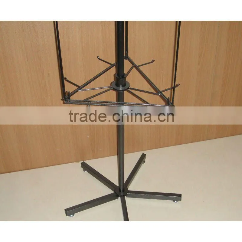 3 sides revolving floor pegs display fixture with competitive price