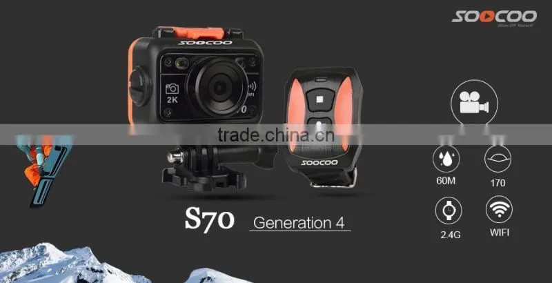 SOOCOO S70 Full HD WIFI Waterproof 2K Sports Cameras 170 Degree Wide-angle Lens(Add 1*Battery )