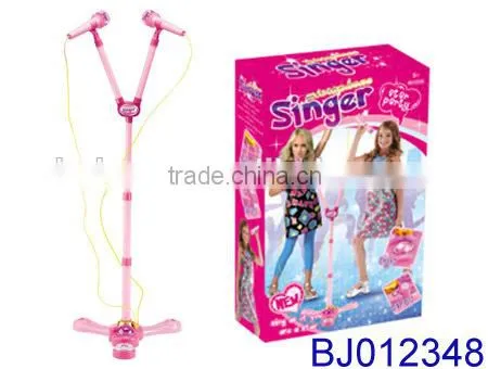 Fashion kids toy music instrument battery operated stand microphone