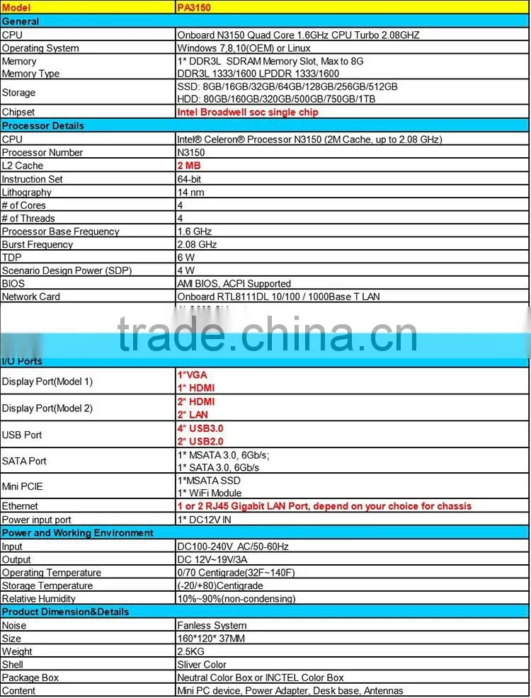 2015 Latest Design SSD+ 1*2.5 Inch HDD Cost Effetive Dual-Core Fanless Pc