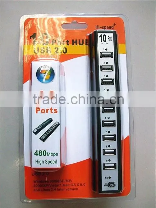 ABS Material 10-Port USB 2.0 Charger Hub