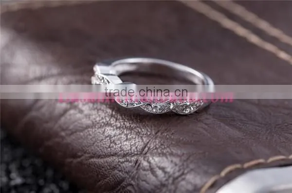 Custom silver crystal wedding ring/diamond engagement ring