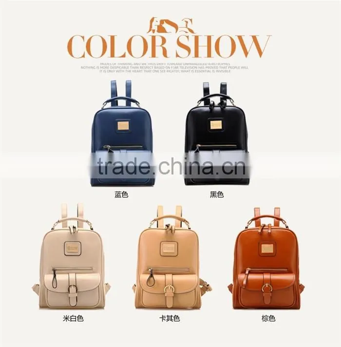 2016 Thread Girls High School bag for PU Leather Travel Backpack bag