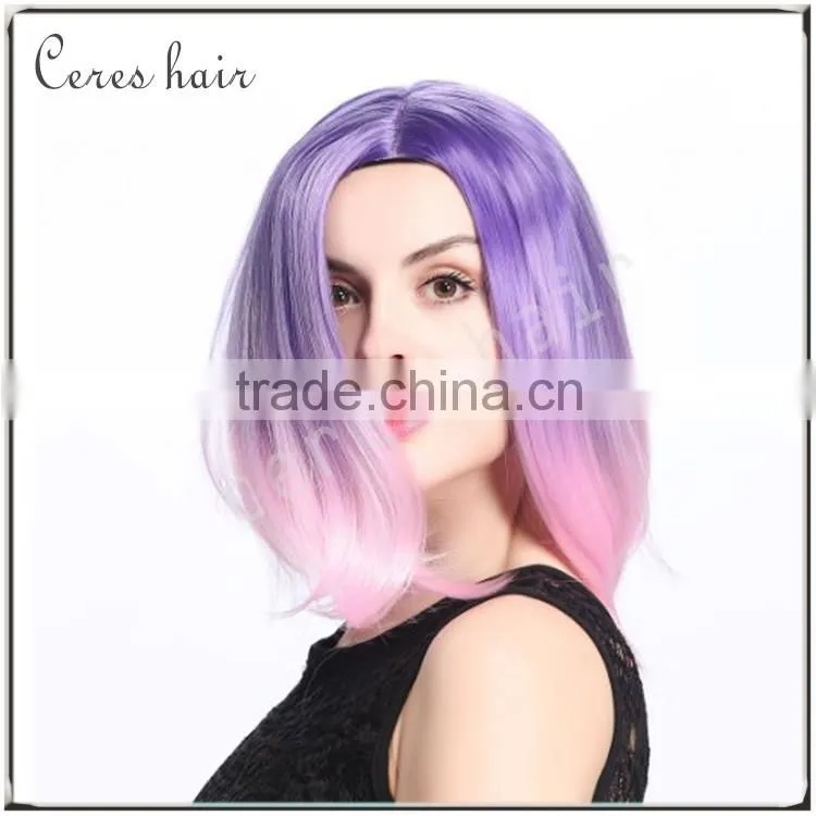 overnight delivery colorful cosplay wig synthetic ombre anime wig for party