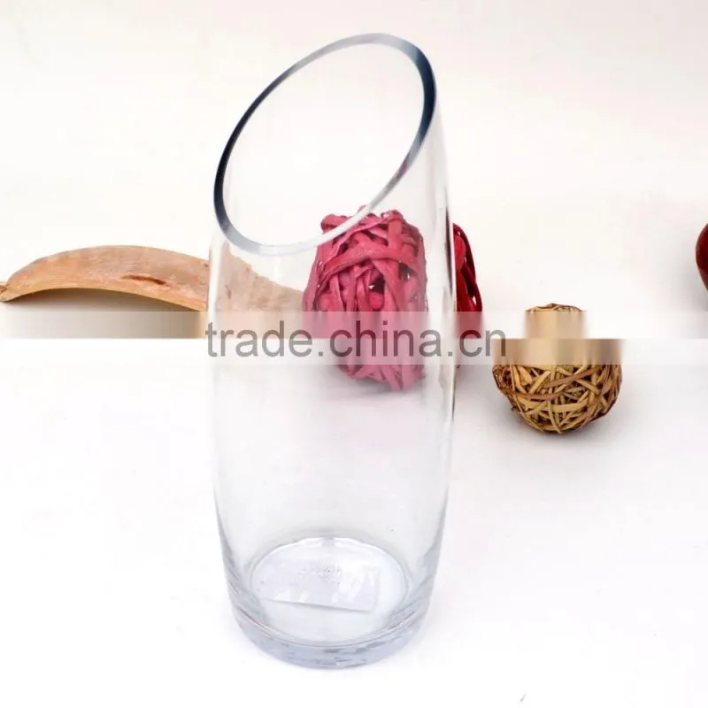 Unique hand blown tall round bottom glass vase with different size