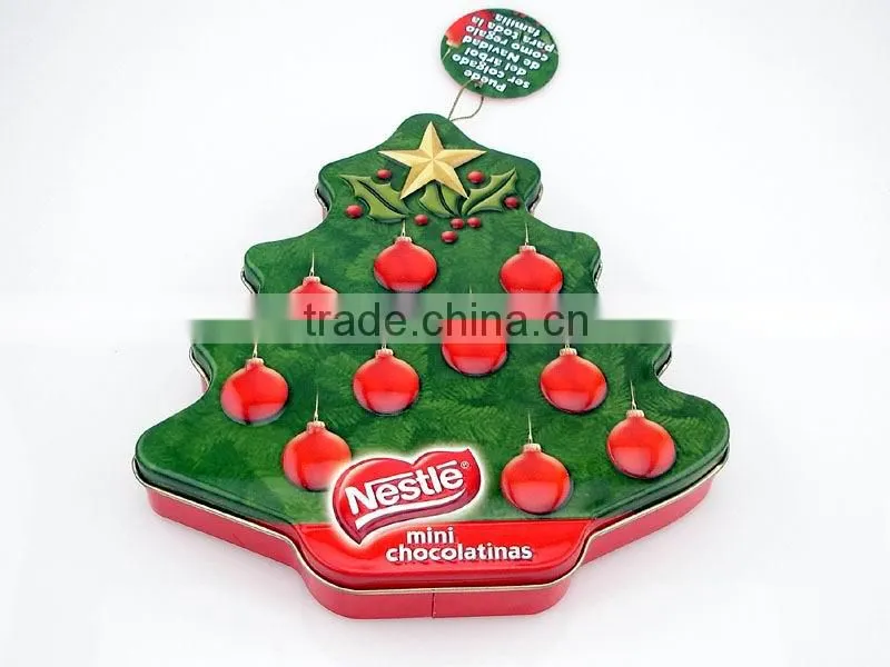 Christmas Tree Tin Gift Containers Wholesale
