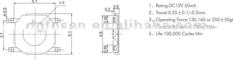 smd mini micro switch 12V TS-1504