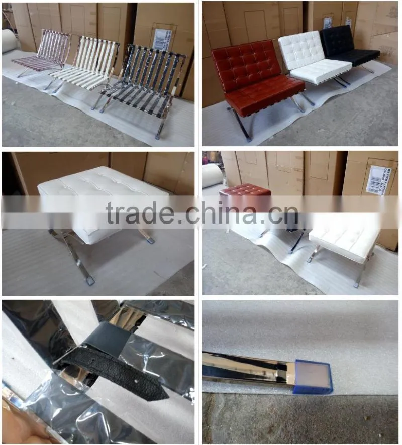 Living room leather replica barcelona chair