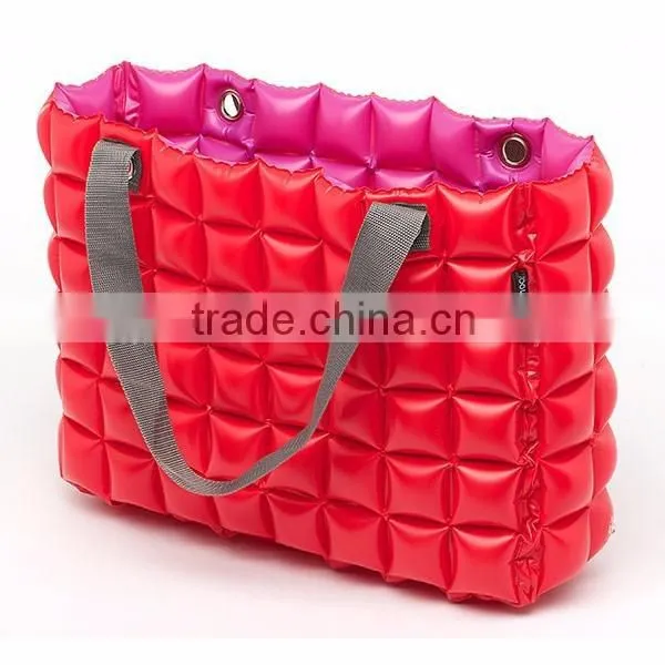 blue PVC air tote bag for family beach holiday