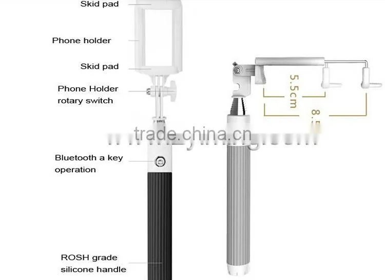 Zyiming 2015 trending hot products colorful foldable selfie stick YM-Z07-6 carbon fiber selfie stick for smart phone