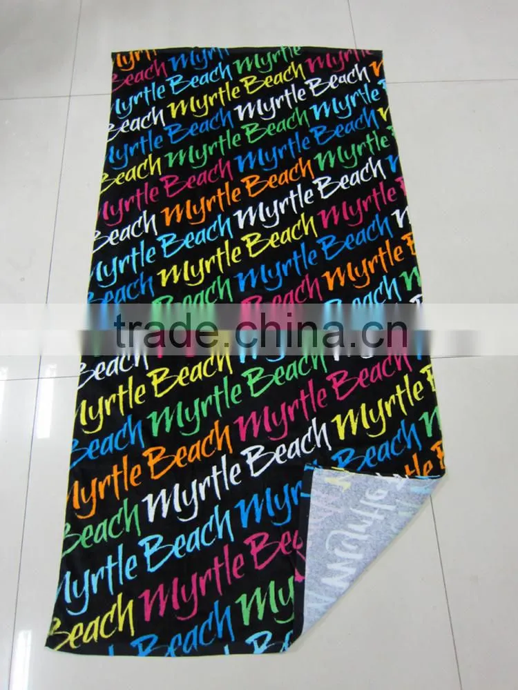100% cotton customized new fashion letter printed beach towel