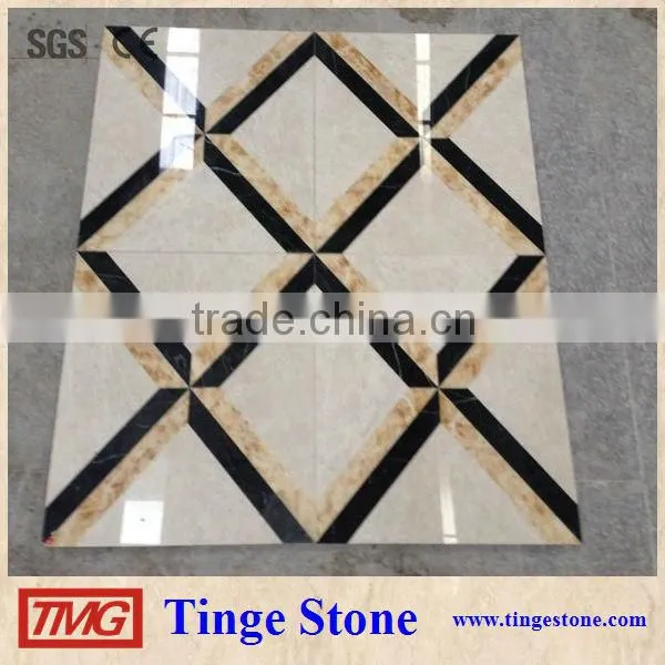 Waterjet flooring marble inlay sun flower designs