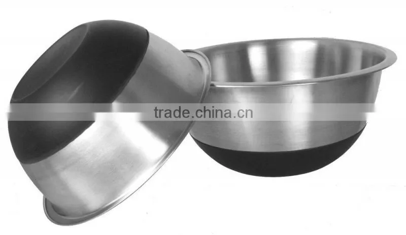 stainless steel salad bowl with Anti-Slip Silicone Base