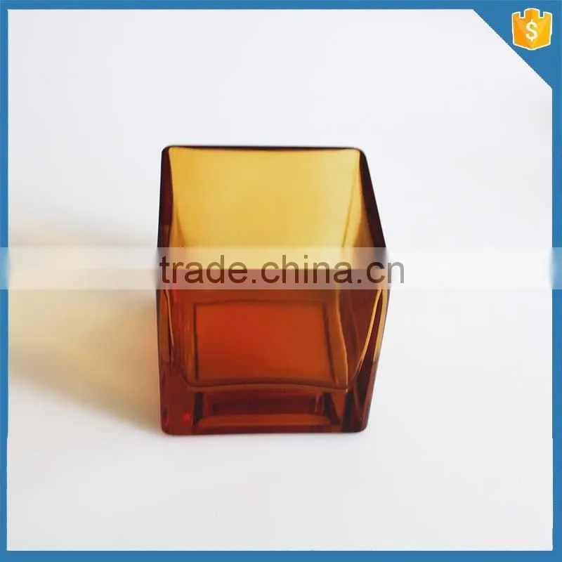 LXHY-CE063 color spray square shape crystal cut glass candle holder
