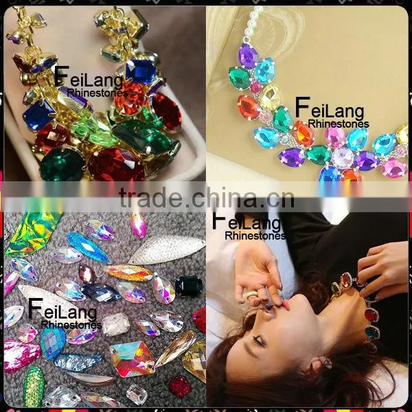 Feilang ladies tops 2014 summer acrylic manufacturing chain link necklace