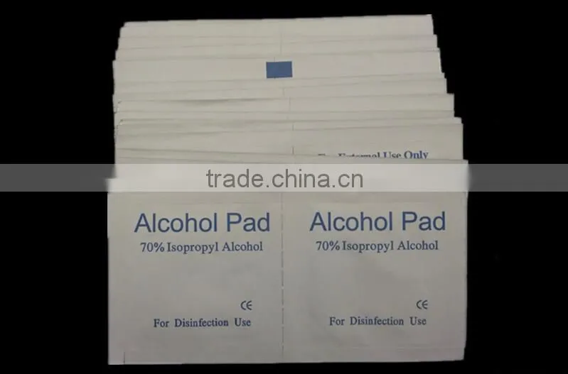 Alcohol prep pads saturated with 70% isopropyl alcohol