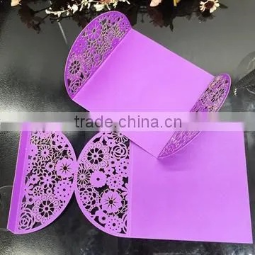 Q93 Laser Flower Ribbon wedding decoration invitation card