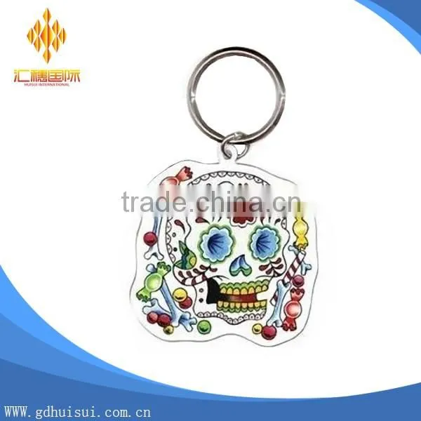 wholesales custom round skull metal keychain