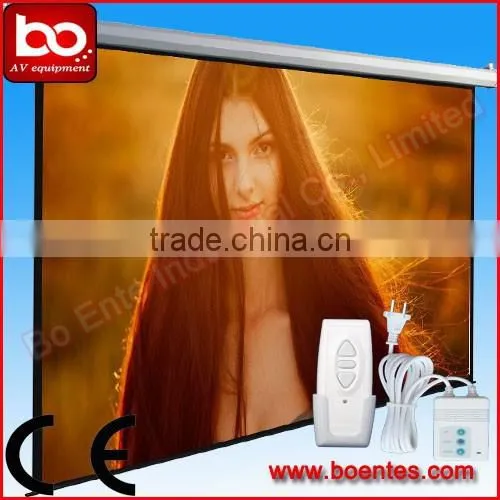 100 Inch Motorized Wall Mounted Matte White Projection Screen with 1:1 4:3 16:9 Ratio for Office Equipment